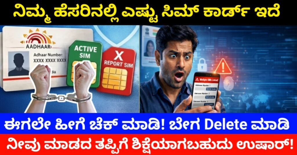 Aadhaar SIM Check Online 2026:ನಿಮ್ಮ ಆಧಾರ್‌ಗೆ ಲಿಂಕ್ ಆಗಿರುವ SIM Cardಗಳು ಎಷ್ಟು? 2 ನಿಮಿಷದಲ್ಲಿ Online Check ಮಾಡಿ & Unused Number Remove ಮಾಡಿ