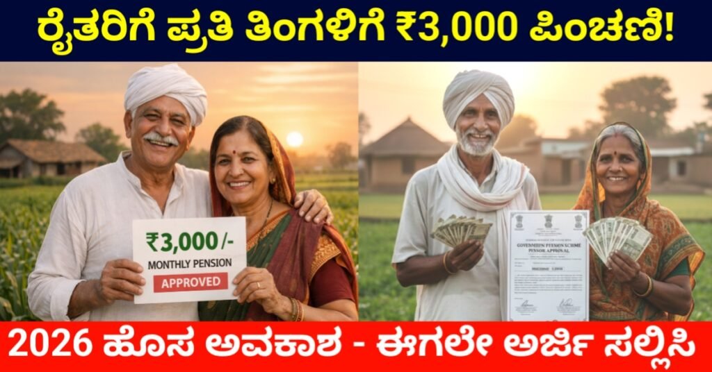PM Kisan Maandhan Yojana 2026:ಪ್ರಧಾನಮಂತ್ರಿ ಕಿಸಾನ್ ಮಾನ್ ಧನ್ ಯೋಜನೆ 2026: ರೈತರಿಗೆ ಪ್ರತಿ ತಿಂಗಳು 3000 ರೂ ಪಿಂಚಣಿ! – ಇಂದೇ ಅರ್ಜಿ ಸಲ್ಲಿಸಿ FREE